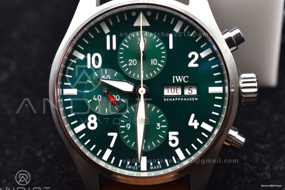 Pilot Dial Functional Edition Best ZF IW377726 Brown V A7750 1:1 Leather on 1001 Strap Green Chronograph 1029